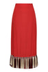 Rocio Cotton Midi Skirt / Red & Handmade Wine Tassels
